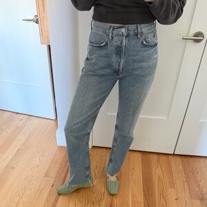 Agolde Lana Mid-Rise Straight Leg Jeans